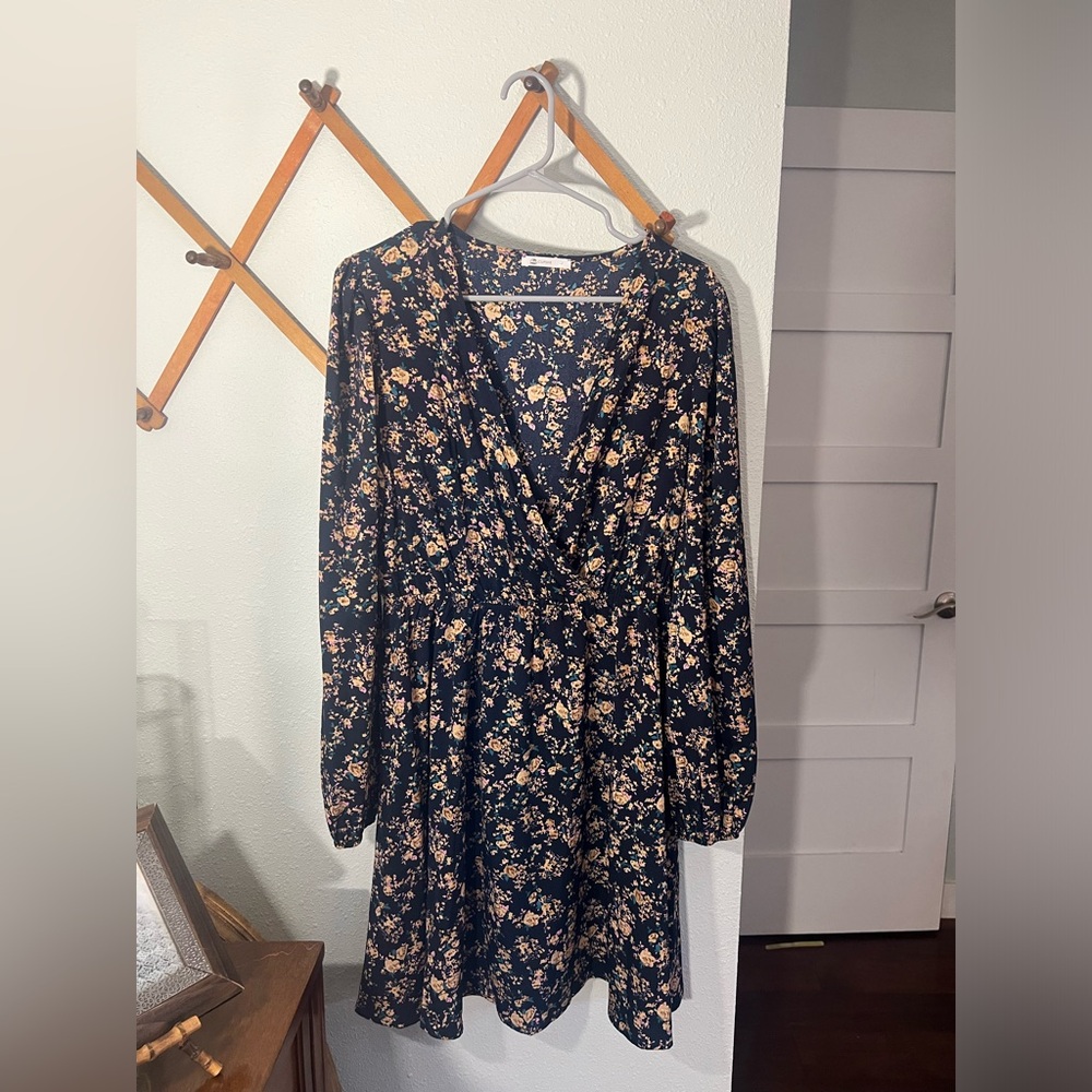 Cupshe navy blue floral dress - L